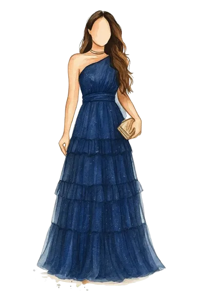 Woman in formal long evening dress